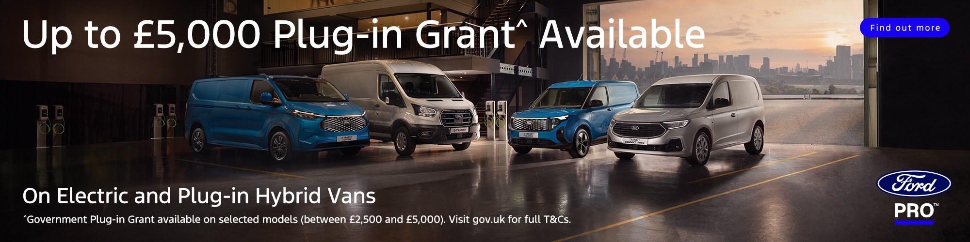 Up to £5,000 Plug-in Grant now available on Electric and Plug-in Hybrid Ford Vans 